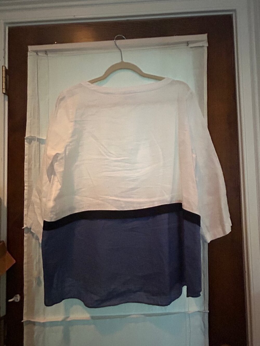 J. Jill Love Linen Colorblock tunic top - blue and white Size M - Picture 4 of 4